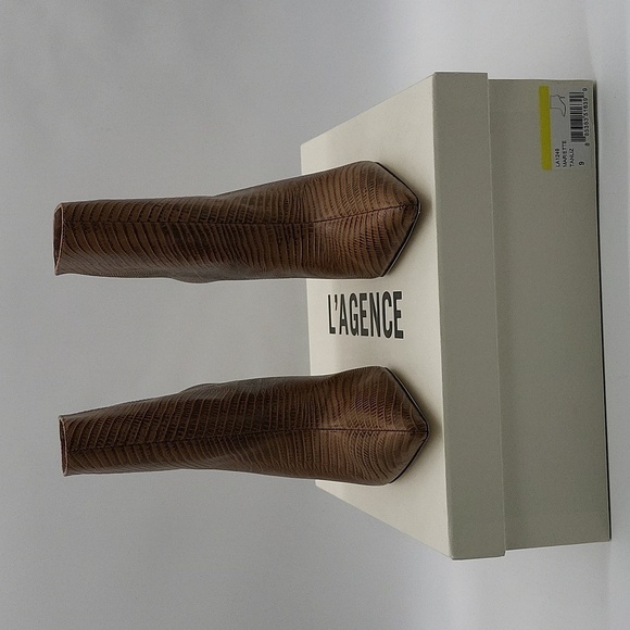 219- L'AGENCE Mariette Women's Ankle Stiletto Boots Tan Color Size 9 NWT - Picture 10 of 11